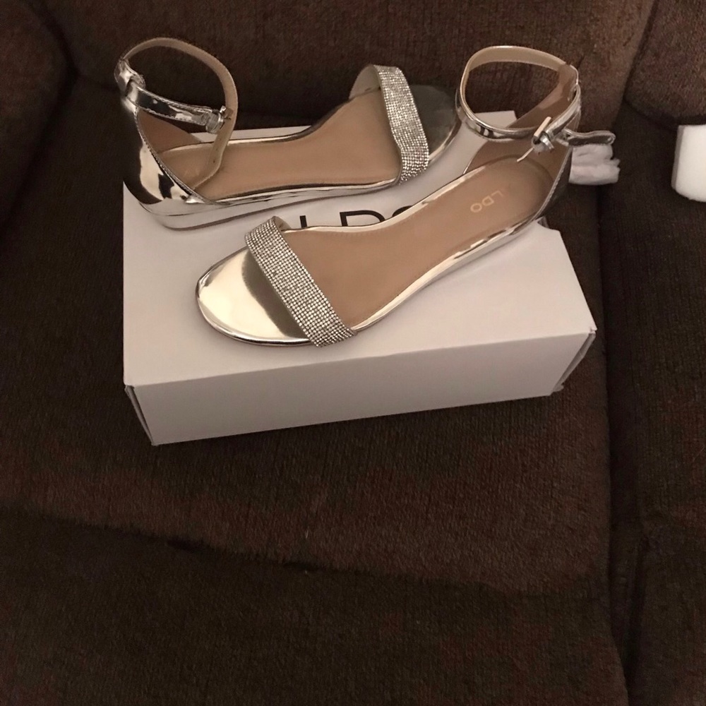 Silver sandals.